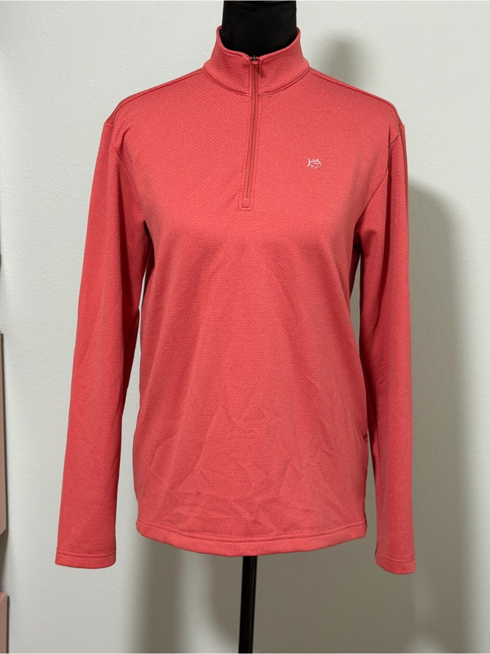 SOUTHERN TIDE Long Sleeve Textured Quarter Zip Performance Pullover - XL